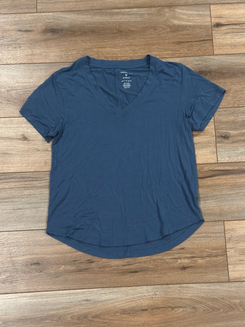 AMERICAN EAGLE Soft & Sexy Casual Flowy Blue V-neck Short Sleeve Top | Size XS